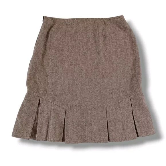 George ME Women's Wool Blend Skirt Brown Pencil Flare Hem Careerwear Size 4 - Picture 1 of 5